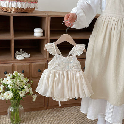 Summer Arrival Baby Girls Sleeveless Flowers Pattern Bodysuit Dress, MyKids-USA®, Baby & Children's One-Pieces, MyKids-USA - Size/Age - 66 (3-6M) - Color - Beige -  -  - TR2604272351-A.