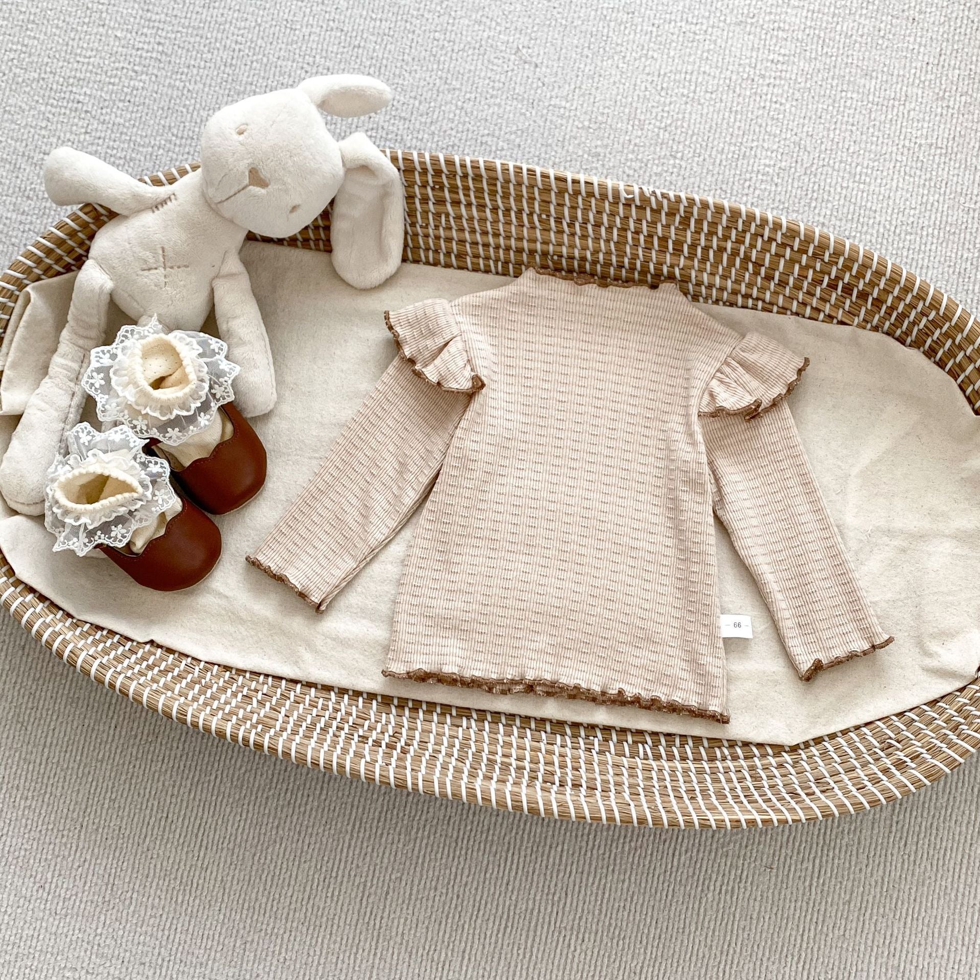 Autumn Baby Girls Long Sleeves Simple Knitted Top and Dots Pattern
