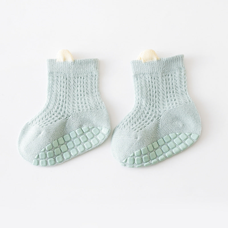 Baby Solid Color Non Slip Toddler Socks Thin Style Summer Socks