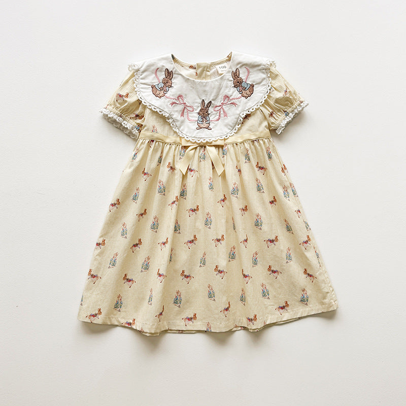 Summer Arrival Baby Girls Short Sleeves Animals Cartoon Pattern Dress, MyKids-USA®, Baby & Children's Dresses, MyKids-USA - Size/Age - 90 (12-24M) - Color - Yellow -  -  - TR2604222349-C.