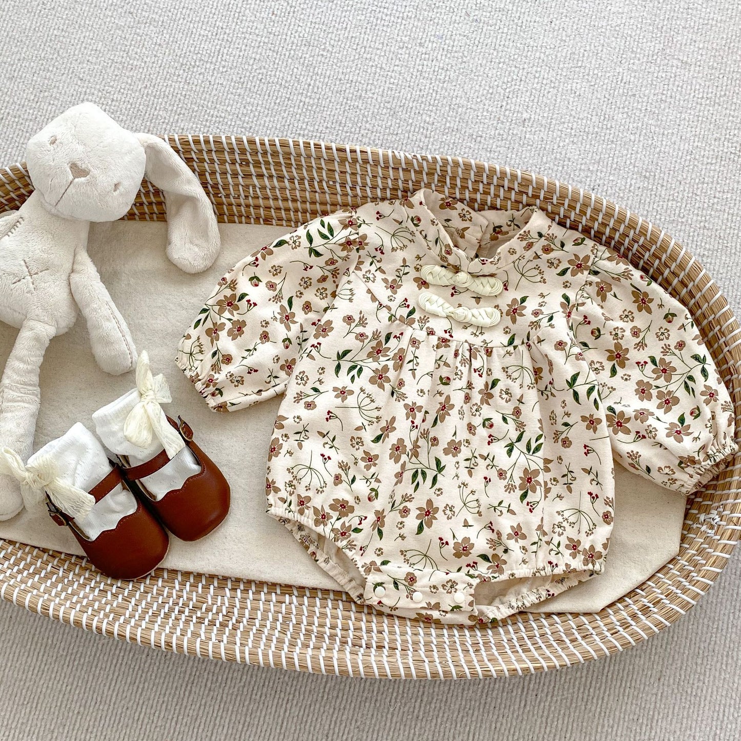 Autumn Floral Pattern Chinese Style Baby Onesies