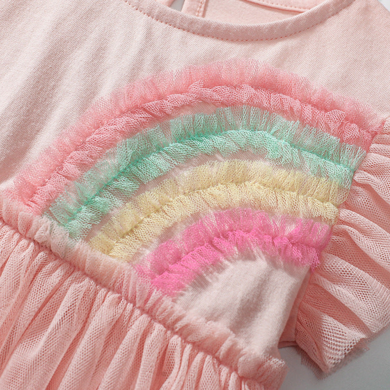 Summer Arrival Colorful Rainbow Pattern Fly Sleeves Tulle Dress for Stylish Girls, MyKids-USA®, Baby & Toddler Dresses, MyKids-USA -  -  -  -  -  -  - 