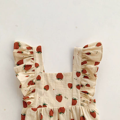 Summer Arrival Baby Girls Strawberry Pattern Sleeveless Onesies, MyKids-USA®, Baby One-Pieces, MyKids-USA -  -  -  -  -  -  - 