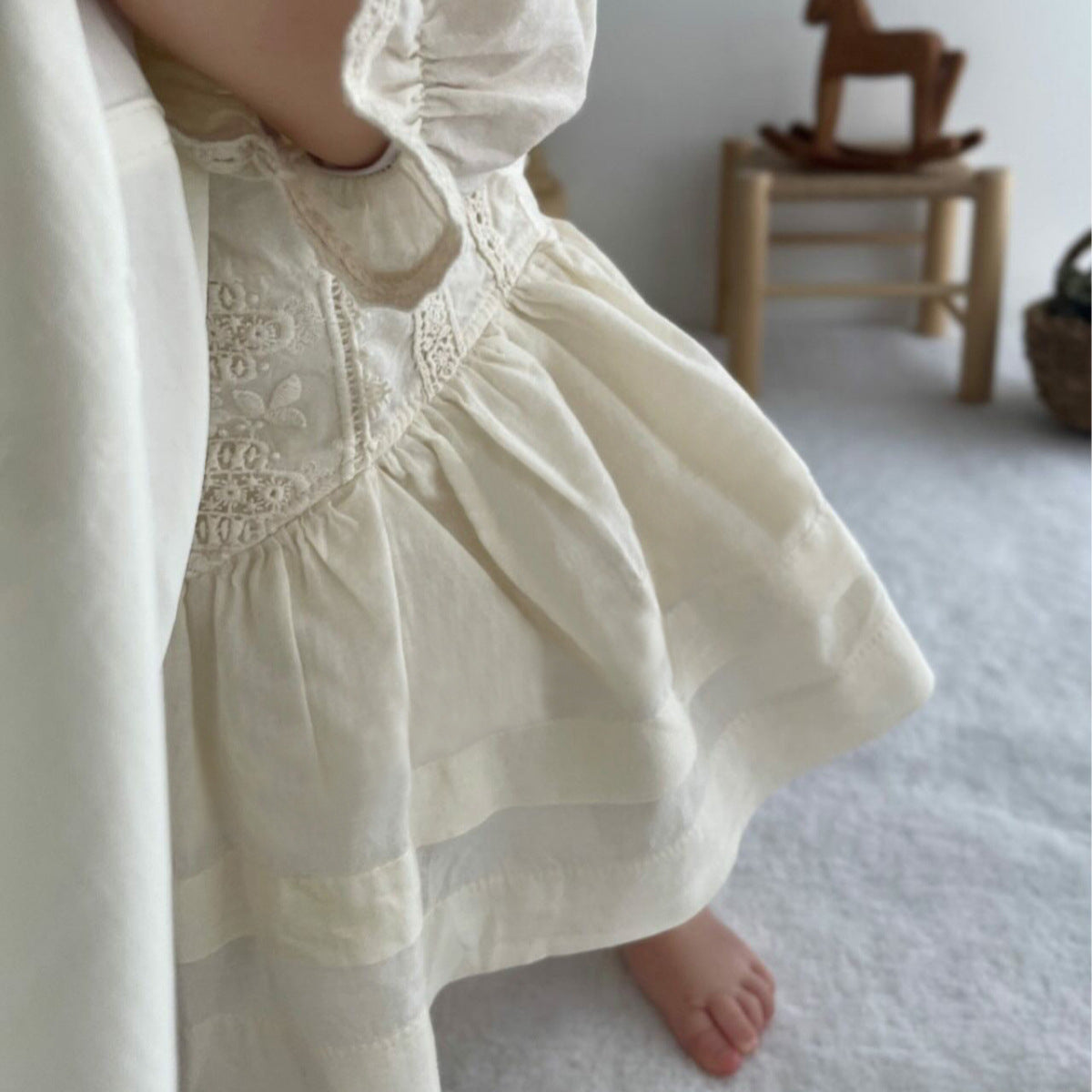 Autumn High-End Lace Floral Girls Princess Dress