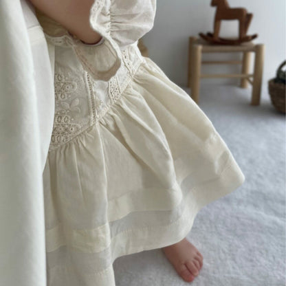 Autumn High-End Lace Floral Girls Princess Dress