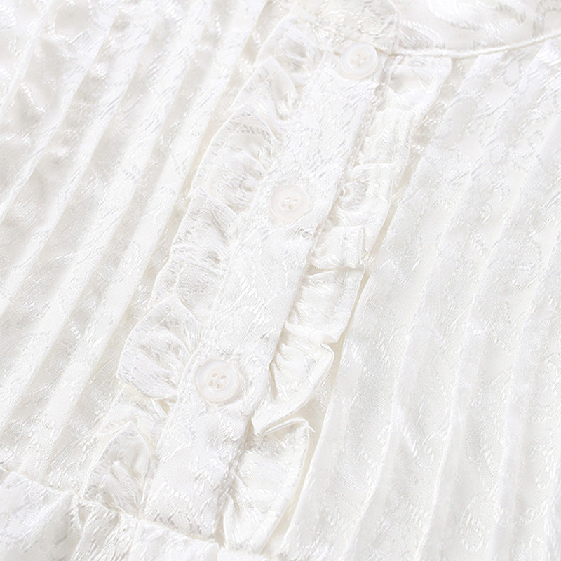 Summer Arrival Solid Color Flowers Pattern Short Sleeves Dress with Ruffle Neck for Stylish Girls, MyKids-USA®, Baby & Toddler Dresses, MyKids-USA -  -  -  -  -  -  - 