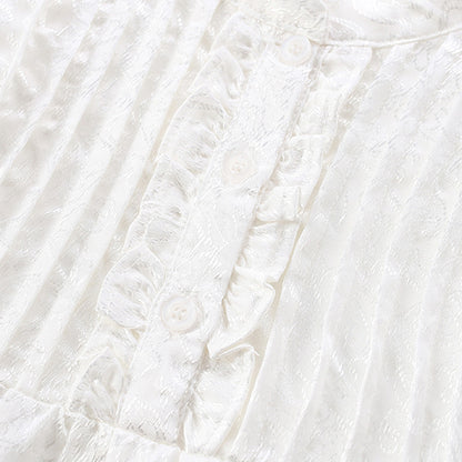 Summer Arrival Solid Color Flowers Pattern Short Sleeves Dress with Ruffle Neck for Stylish Girls, MyKids-USA®, Baby & Toddler Dresses, MyKids-USA -  -  -  -  -  -  - 