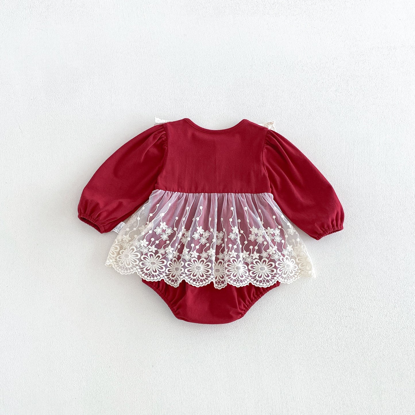 MyKids-USA® Autumn Arrival Baby Girls Long Sleeves Lace Trim Color Patchwork Bodysuit