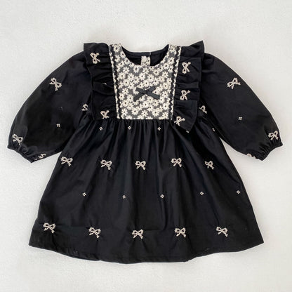 Autumn Arrival Baby Girls Color Patchwork Flowers and Butterfly-bows Pattern Long-sleeved Onesies and Dress – Princess Sister Matching Set, MyKids-USA®, Baby & Toddler Outfits, MyKids-USA - Size/Age - 66 (3-6M) - Color - Black -  -  - TR2510082159-B