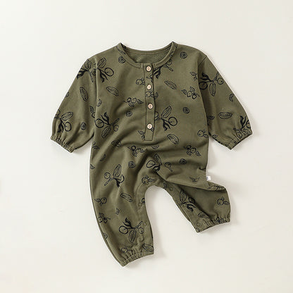Autumn and Spring Arrival Baby Unisex Cartoon Fruits Pattern Long Sleeves Crew Neck Rompers, MyKids-USA®, Baby One-Pieces, MyKids-USA - Size/Age - 66 (3-6M) - Color - Green -  -  - TR2408131314-C