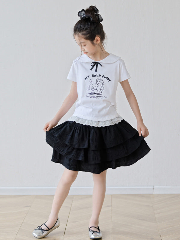 Arrival Summer Baby Kids Girls Short Sleeves Puppy Pattern T-Shirt and Black Skirt Sets, MyKids-USA®, Baby & Children's Outfits, MyKids-USA -  -  -  -  -  -  - .