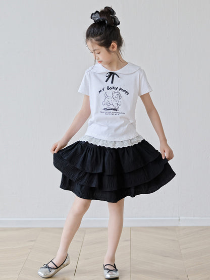 Arrival Summer Baby Kids Girls Short Sleeves Puppy Pattern T-Shirt and Black Skirt Sets, MyKids-USA®, Baby & Children's Outfits, MyKids-USA -  -  -  -  -  -  - .