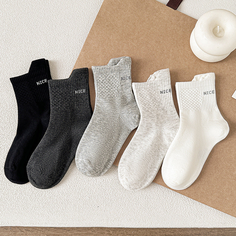 Autumn and Winter Arrival Baby Unisex Breathable Casual Simple Pattern Socks 1 Lot=5-Pair Set, MyKids-USA®, Baby & Toddler Socks & Tights, MyKids-USA - Size/Age - M (3-5Y) - Color - Silver -  -  - TR2511172138-F