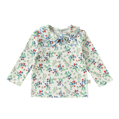 MyKids-USA® Autumn Arrival Baby Kids Girls Long Sleeves Flowers Pattern Navy Collar Top