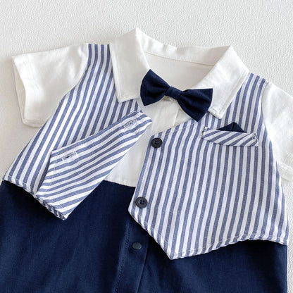 Summer Arrival Baby Boys Short Sleeves Color Patchwork Striped Rompers Bodysuits, MyKids-USA®, Baby & Children's One-Pieces, MyKids-USA -  -  -  -  -  -  - .