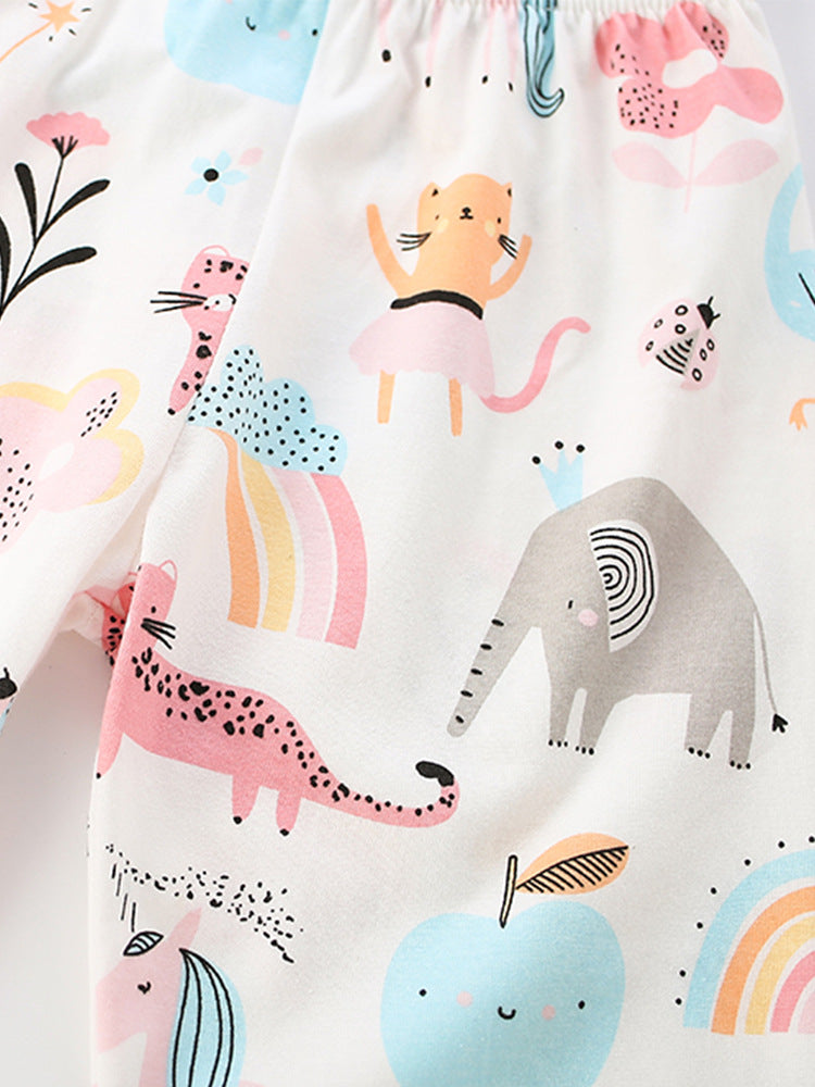 Arrival Autumn Baby Kids Girls Long Sleeves Cartoon Pattern Top and Pants Clothing Set