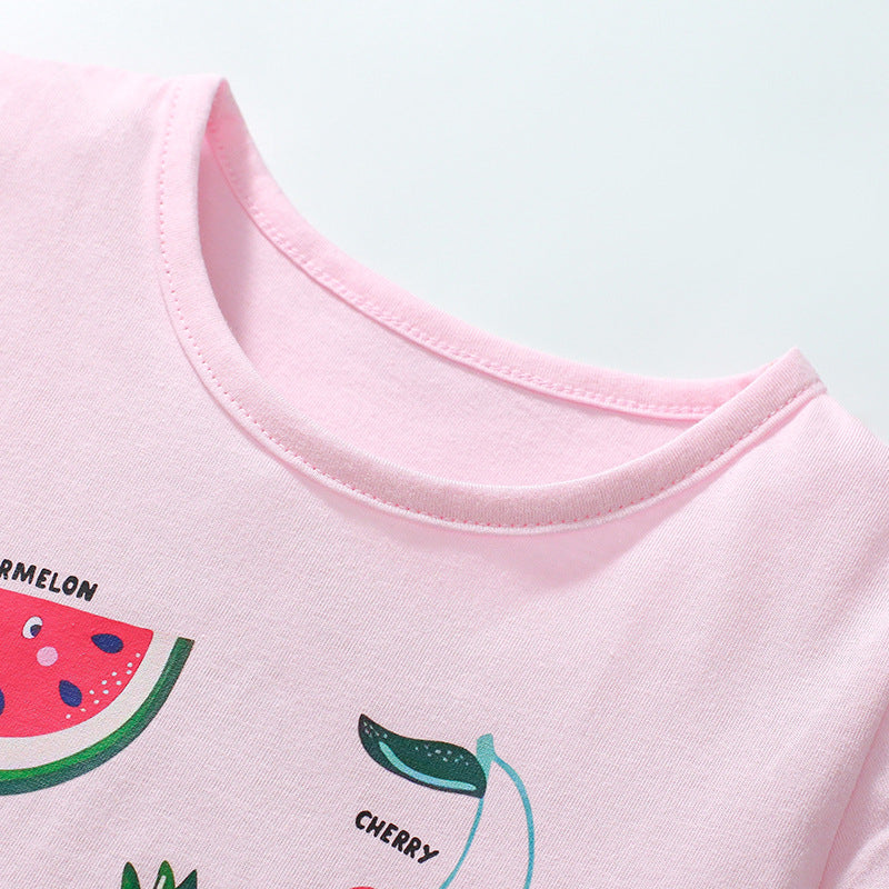 Kids’ Fruits Cartoon Pattern Short Sleeves T-shirt in European and American Style for Summer, MyKids-USA®, Baby & Toddler Tops, MyKids-USA -  -  -  -  -  -  - 