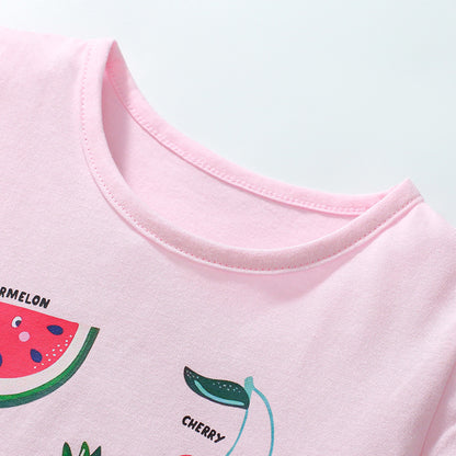 Kids’ Fruits Cartoon Pattern Short Sleeves T-shirt in European and American Style for Summer, MyKids-USA®, Baby & Toddler Tops, MyKids-USA -  -  -  -  -  -  - 