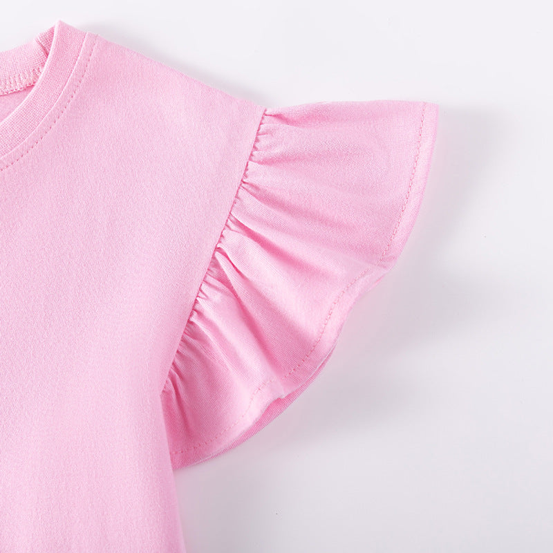 Summer Hot Selling Baby Kids Girls Short Sleeves Rainbow Cartoon Pattern T-shirt and Plain Pants Clothing Set, MyKids-USA®, Baby & Toddler Outfits, MyKids-USA -  -  -  -  -  -  - .