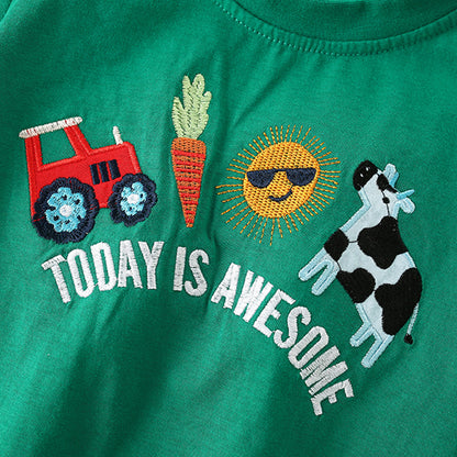 Summer Arrival Boys’ Farm Cartoon Pattern T-shirt in European and American Style, MyKids-USA®, Baby & Toddler Tops, MyKids-USA -  -  -  -  -  -  - 