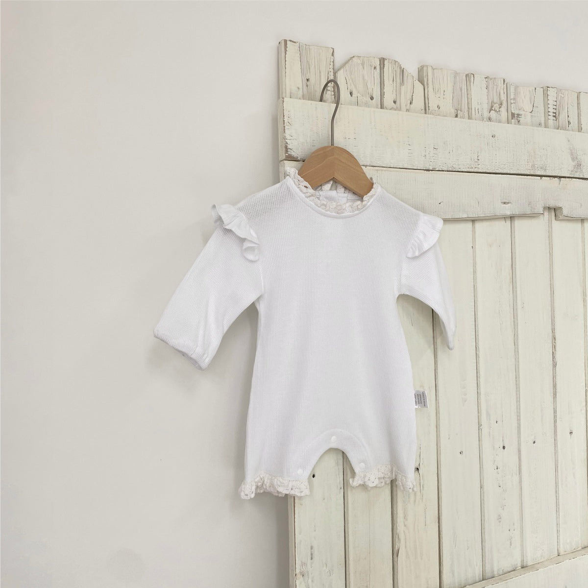 MyKids-USA® Autumn Hot Selling Baby Unisex Solid Color Ruffle Neck Long Sleeves Romper