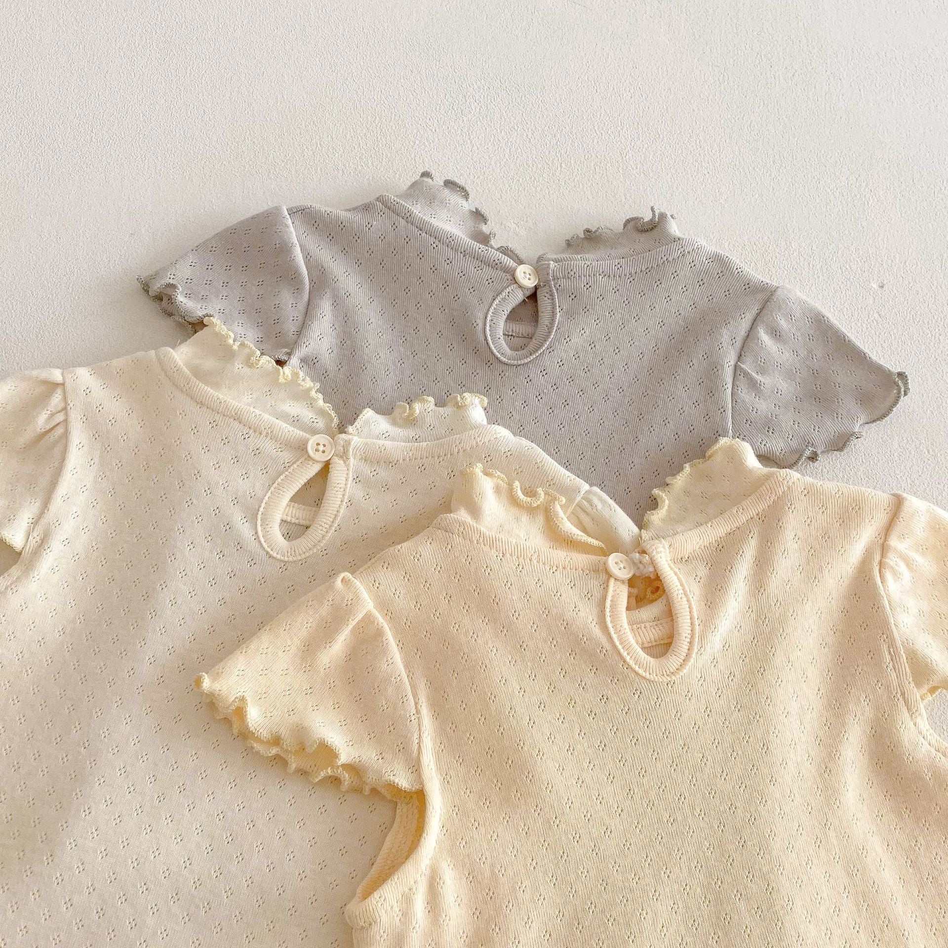 Summer Arrival Baby Kids Girls Cute Solid Color Hollow-out Pattern Fly Sleeves Top, MyKids-USA®, Baby & Toddler Tops, MyKids-USA -  -  -  -  -  -  - 