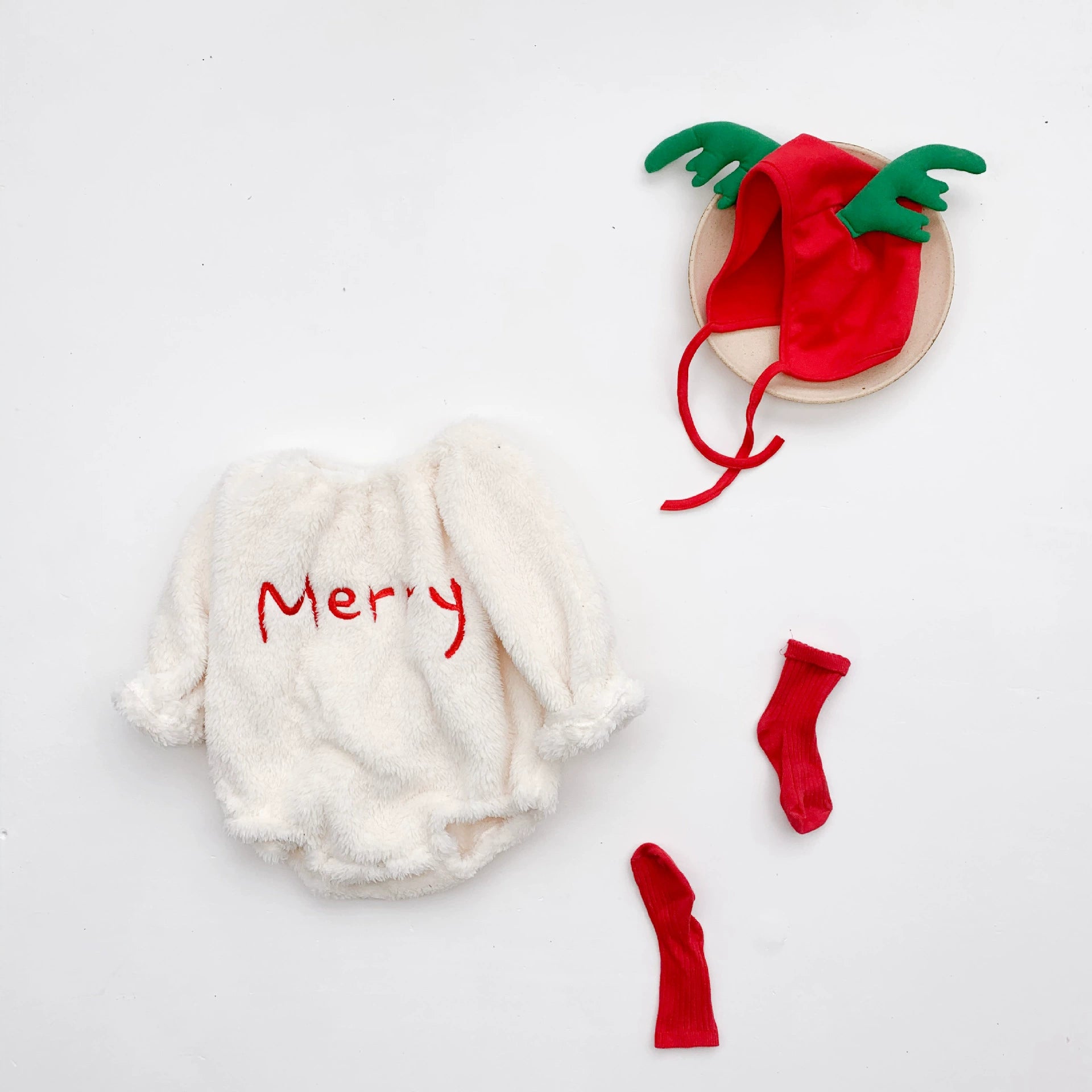 Winter Arrival Baby Unisex Long Sleeves Letters Pattern Fluffy Cute Christmas Onesies, MyKids-USA®, Baby One-Pieces, MyKids-USA - Size/Age - 66 (3-6M) - Color - White -  -  - TR2511242343-A