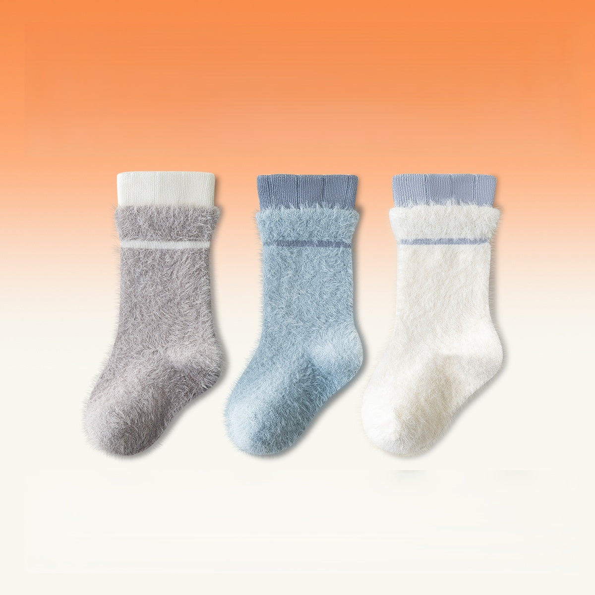 Winter and Spring Baby Boys and Girls Warm Striped Pattern Socks 1 Lot=3-Pair Set, MyKids-USA®, Baby & Toddler Socks & Tights, MyKids-USA - Size/Age - XS (0-1Y) - Color - Grey -  -  - TR2601221715-A.