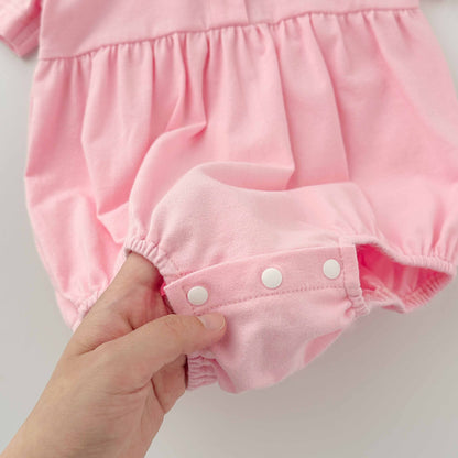 Summer Arrival Baby Girls Cute Preppy Short Sleeves Color Patchwork Onesies with Navy Collar, MyKids-USA®, Baby One-Pieces, MyKids-USA -  -  -  -  -  -  - 