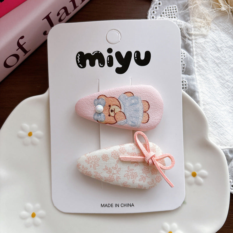 Collection of 2 Cute Pink Pattern Hair Clips, MyKids-USA®, Hair Pins, Claws & Clips, MyKids-USA - Size/Age - Average Size (0-12Y） - Color - Light Pink -  -  - TR2604291537-C.