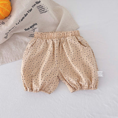 Summer Arrival Kids Unisex Cotton Casual Style Dots Pattern Shorts, MyKids-USA®, Shorts, MyKids-USA - Size/Age - 73 (6-9M) - Color - Beige -  -  - TR2505112236-A