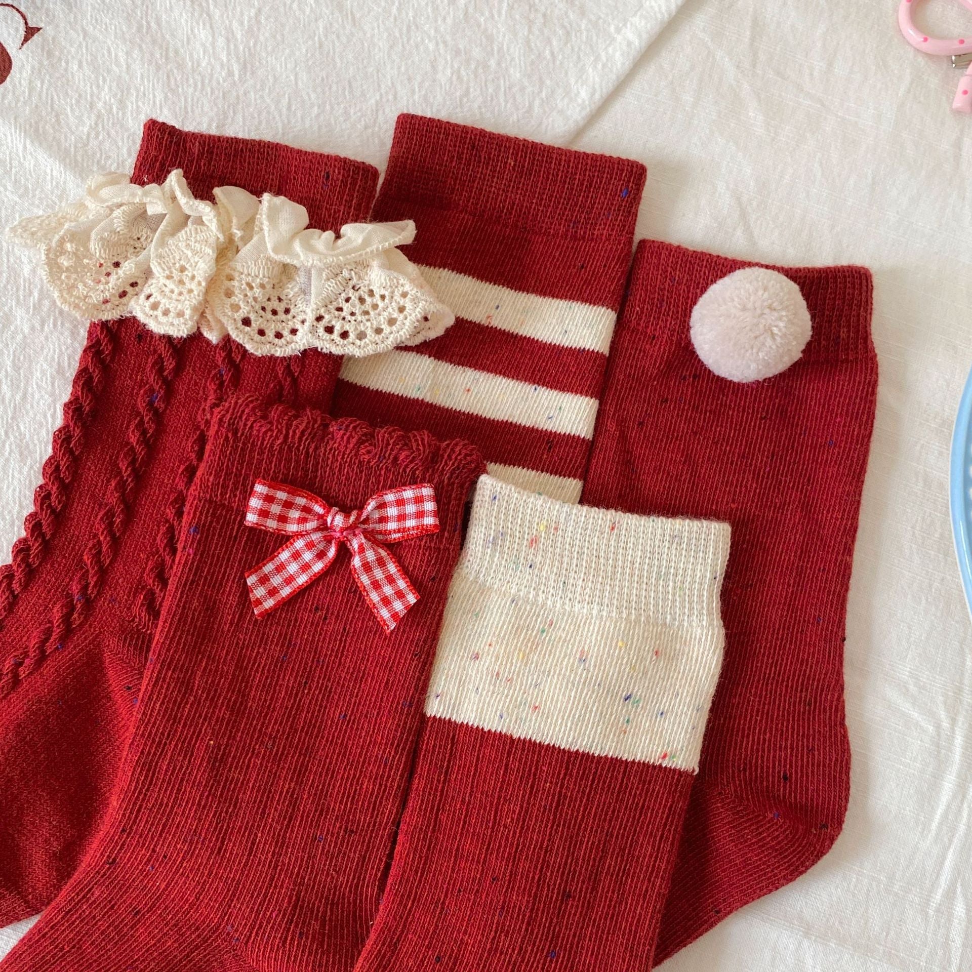 Autumn and Winter Baby Girls Breathable Simple Red Socks, MyKids-USA®, Baby & Toddler Socks & Tights, MyKids-USA -  -  -  -  -  -  - .