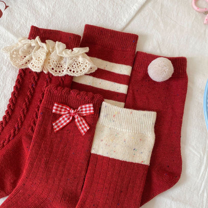 Autumn and Winter Baby Girls Breathable Simple Red Socks, MyKids-USA®, Baby & Toddler Socks & Tights, MyKids-USA -  -  -  -  -  -  - .