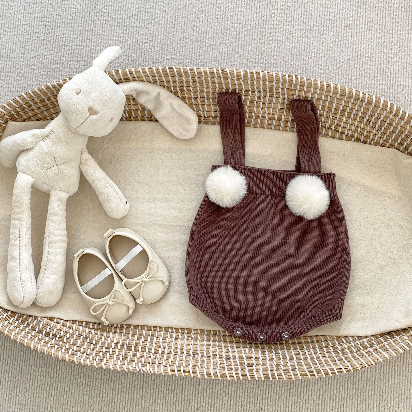 Baby Girl  Autumn Plush Ball Camisole Knitted Vest One Piece, MyKids-USA®, Baby One-Pieces, MyKids-USA - Size/Age - 66 (3-6M) - Color - Coffee -  -  - QQ2309151101-A