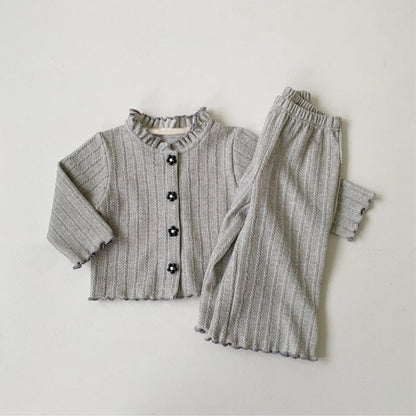 MyKids-USA® Spring and Autumn Baby Kids Girls Long Sleeves Solid Color Shirt and Pants Clothing Set