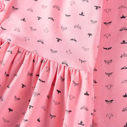 Autumn and Spring Arrival Geometric Pattern Long Sleeves Dress with Peter Pan Collar for Stylish Girls, MyKids-USA®, Baby & Toddler Dresses, MyKids-USA -  -  -  -  -  -  - 