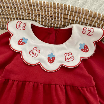 Autumn Arrival Baby Girls Color Patchwork Long Sleeves Rabbits and Fruits Pattern Onesies, MyKids-USA®, Baby One-Pieces, MyKids-USA -  -  -  -  -  -  - 