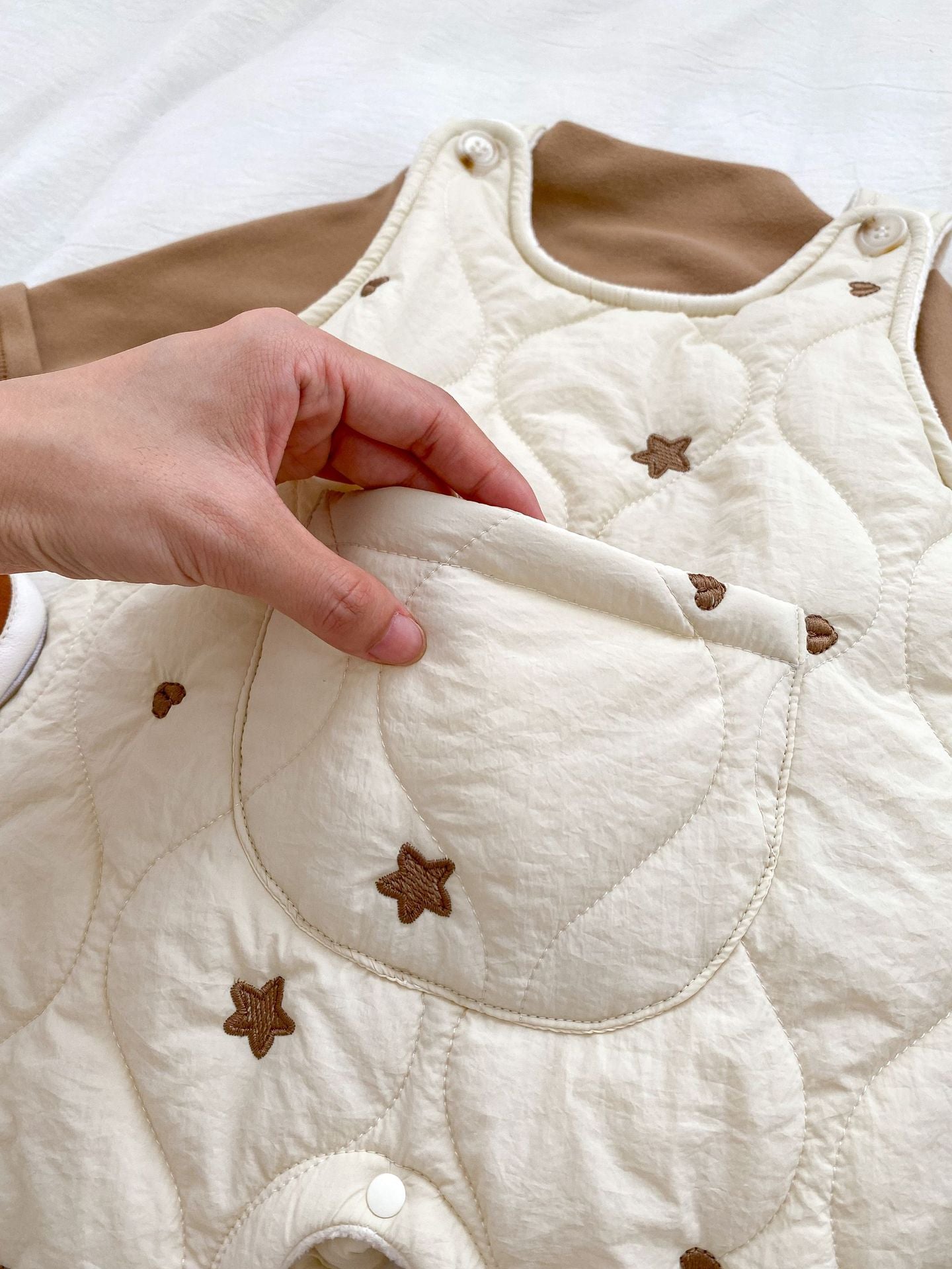 Infant Baby Star Embroidery Design Soft Cotton Fashion Overalls