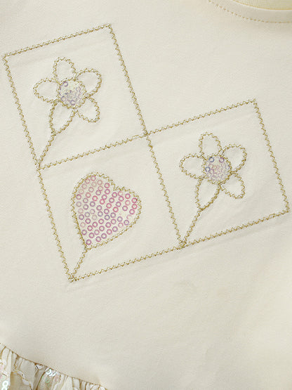 Summer Baby Kids Girls Short Sleeves Flowers Embroidery Pattern Dress