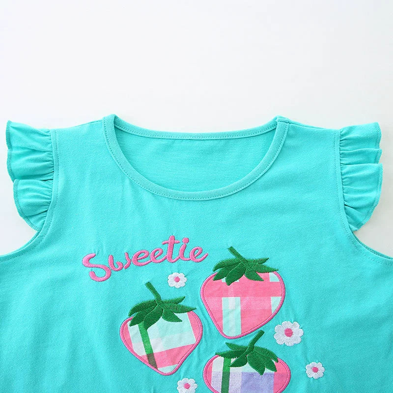 Summer Baby Kids Cute Strawberry Pattern Vest and Plaid Shorts Clothing Set for Girls, MyKids-USA®, Baby & Toddler Outfits, MyKids-USA -  -  -  -  -  -  - 