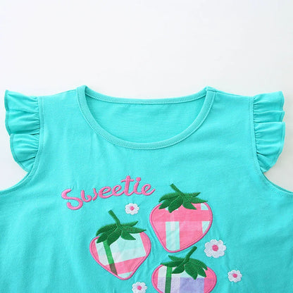 Summer Baby Kids Cute Strawberry Pattern Vest and Plaid Shorts Clothing Set for Girls, MyKids-USA®, Baby & Toddler Outfits, MyKids-USA -  -  -  -  -  -  - 