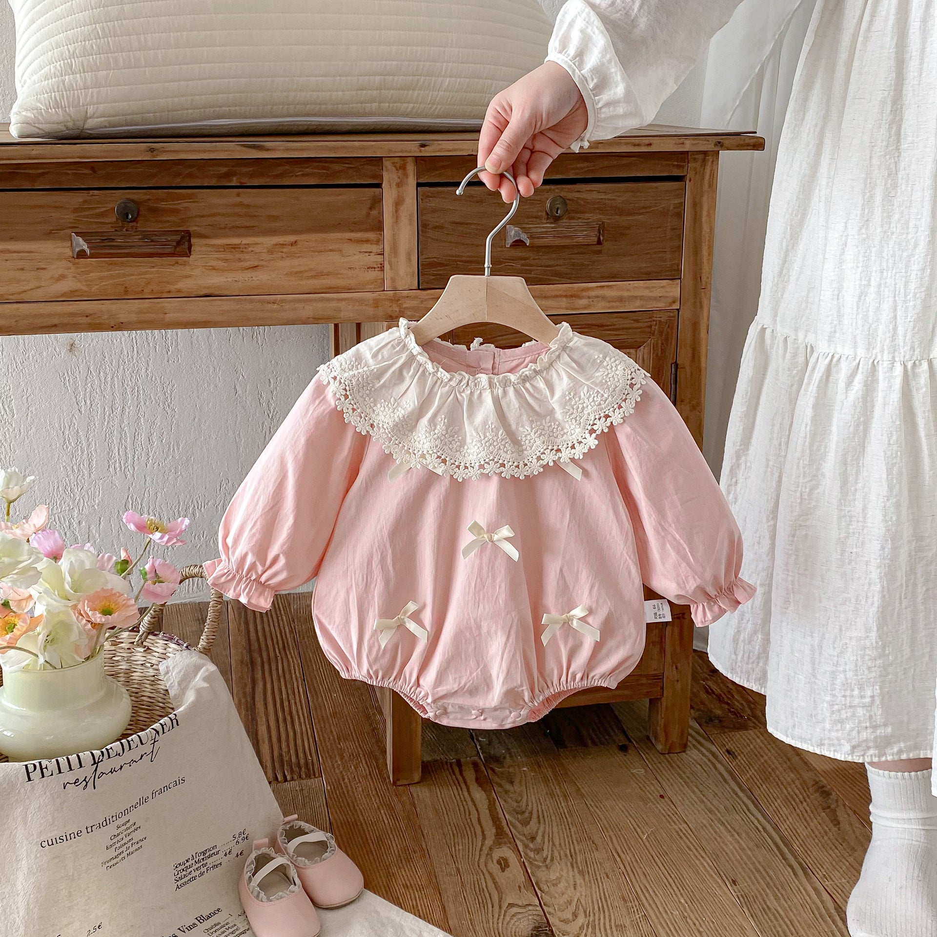 Spring and Autumn Arrival Baby Girls Long Sleeves Cute Floral Collar Pink Bodysuit, MyKids-USA®, Baby One-Pieces, MyKids-USA -  -  -  -  -  -  - .