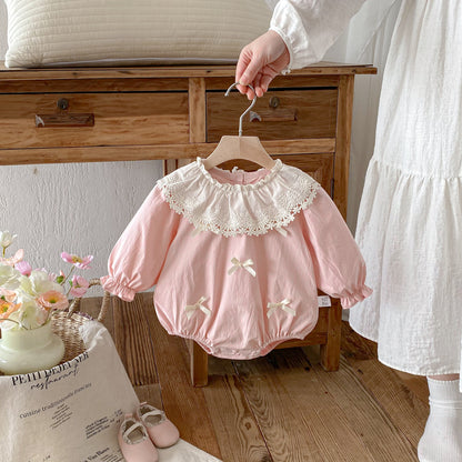 Spring and Autumn Arrival Baby Girls Long Sleeves Cute Floral Collar Pink Bodysuit, MyKids-USA®, Baby One-Pieces, MyKids-USA -  -  -  -  -  -  - .