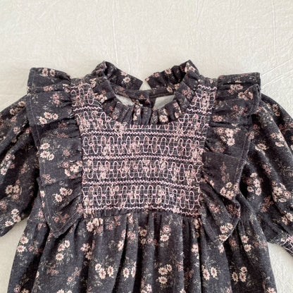 MyKids-USA® Autumn Baby Girls Vintage Floral Long-sleeved Bodysuit and Dress – Princess Sister Matching Set