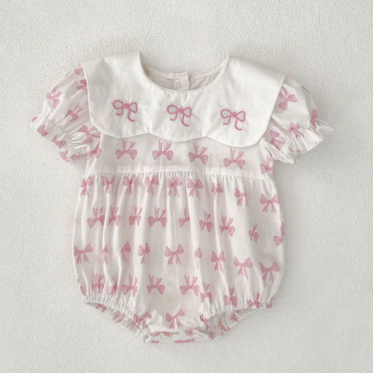 Summer Baby Girls French-style Butterfly-bow Pattern Short Sleeves Onesies and Dress – Princess Sister Matching Set, MyKids-USA®, Baby & Toddler Dresses, MyKids-USA - Size/Age - 66 (3-6M) - Color - Light Pink -  -  - TR2506082307-A