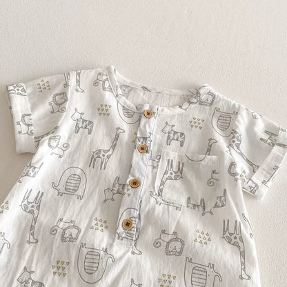 Summer Arrival Baby Unisex Animals Printed Short Sleeves Rompers, MyKids-USA®, Baby One-Pieces, MyKids-USA -  -  -  -  -  -  - 
