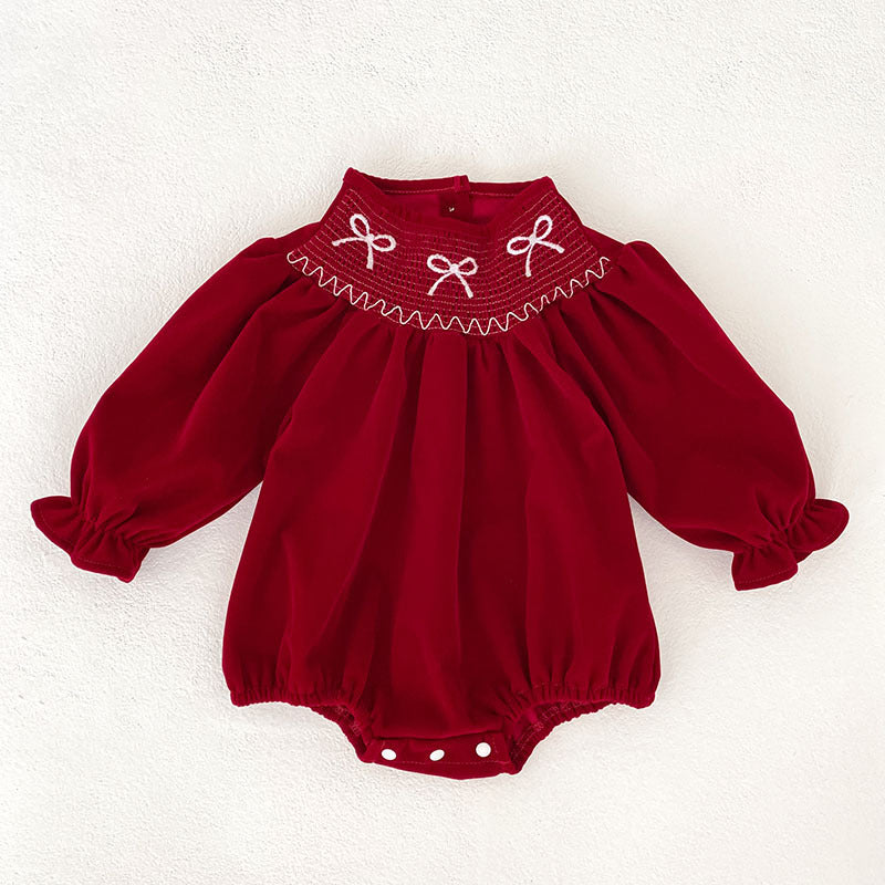 Autumn Baby Kids Girls Butterfly-bows Pattern Long-sleeved Red Onesies and Dress – Princess Sister Matching Set, MyKids-USA®, Baby & Toddler Dresses, MyKids-USA -  -  -  -  -  -  - 