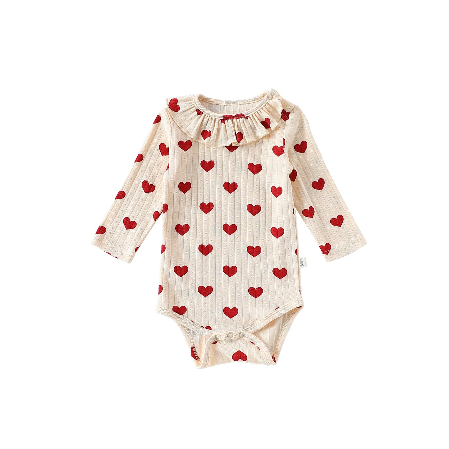 Autumn Arrival Baby Unisex Long Sleeves Casual Geometric Pattern Onesies with Ruffle Collar, MyKids-USA®, Bodysuits, MyKids-USA - Size/Age - 66 (3-6M) - Color - Beige -  -  - TR2508272352-B