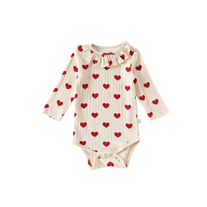 Autumn Arrival Baby Unisex Long Sleeves Casual Geometric Pattern Onesies with Ruffle Collar, MyKids-USA®, Bodysuits, MyKids-USA - Size/Age - 66 (3-6M) - Color - Beige -  -  - TR2508272352-B
