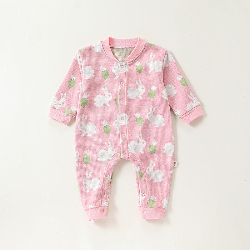 Autumn and Spring Arrival Baby Girls Simple Animals Cartoon Pattern Long Sleeves Rompers, MyKids-USA®, Baby One-Pieces, MyKids-USA - Size/Age - 66 (3-6M) - Color - Pink -  -  - TR2409272233-B